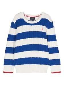 POLO RALPH LAUREN KIDS pull rayé à logo - Bleu