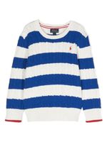 POLO RALPH LAUREN KIDS pull rayé à logo - Bleu