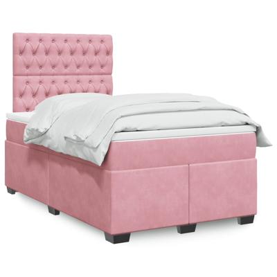 Boxspring met matras fluweel roze 120x190 cm
