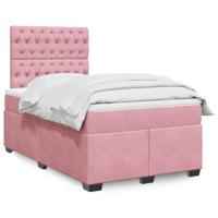 Boxspring met matras fluweel roze 120x190 cm