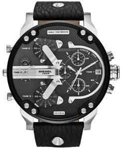 Nieuwe Diesel Mr Daddy 2.0 zwart lederen chronograaf 4 tijdzone herenhorloge DZ7313