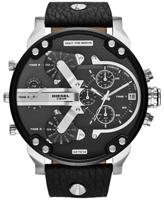Nieuwe Diesel Mr Daddy 2.0 zwart lederen chronograaf 4 tijdzone herenhorloge DZ7313
