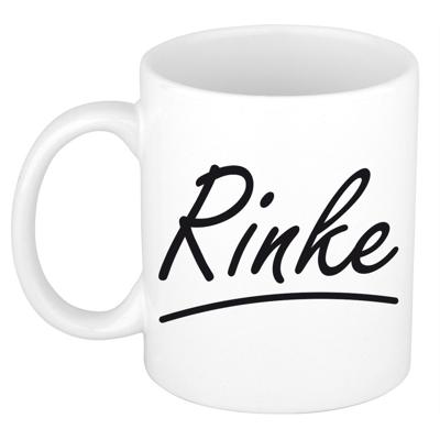 Rinke Naam koffiemok - beker - met sierlijke letters - wit - 300 ml - Cadeau - Dames