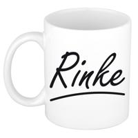 Rinke Naam koffiemok - beker - met sierlijke letters - wit - 300 ml - Cadeau - Dames