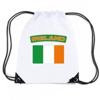 Ierland vlag nylon rugzak - wit - met Ierse vlag - supporters - rijgkoord
