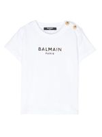 Balmain Kids t-shirt à logo en relief - Blanc