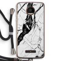 Witte marmer 2: Motorola Moto Z Force Transparant Hoesje met koord