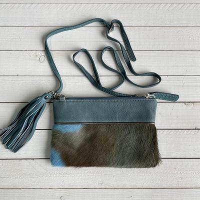 Tas Carol Springbok baby blauw leather top 23x15cm