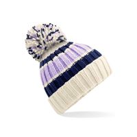 Dames Wintermuts met Pompon creme/lila/blauw 100% acryl One size  - - thumbnail