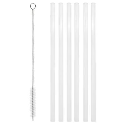 Gerimport Rietjes - 6x stuks - glas - met borsteltje - 20 cm - herbruikbare rietjes / zomer