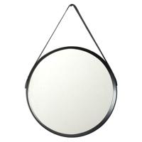 Ronde wandspiegel Soho Barber - met ophanglus - zwart - kunststof/glas - Dia 50cm