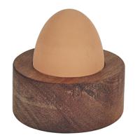 Home deco factory eierdop - acacia hout - donkerbruin - rond - 6,5 x 6,5 cm