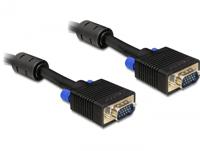 Delock 82560 VGA-kabel VGA Aansluitkabel VGA-stekker 15-polig, VGA-stekker 15-polig 10.00 m Zwart Met Ferrietkern