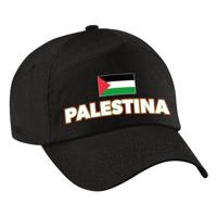 Verkleed feest pet - zwart - Palestina - vlag/landen thema - zonneklep pet