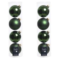 Decoris Kerstballen - 8x stuks - donkergroen - glas - 10 cm
