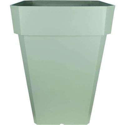 RIVIERA SOLEILLA vierkante bloembak - Kunststof - Hoogte 53 cm - Kleigroen