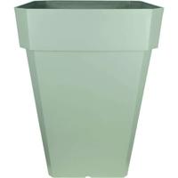RIVIERA SOLEILLA vierkante bloembak - Kunststof - Hoogte 53 cm - Kleigroen