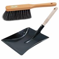 Sorex Luxe stoffer en blik - bruin/zwart - van metaal - voor binnen - Zachte stoffers
