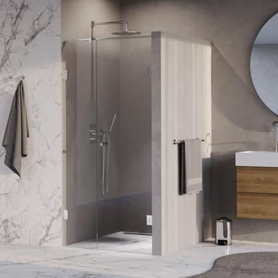 BRAUER Void Carving Nisdeur - 2-delig - 100x200cm - 60cm draaideur aan muur - glascoating - omkeerbaar - helder glas - Chroom GS-VOCN2H6040200CE