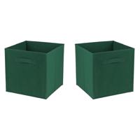 Opbergmand/kastmand Square Box - 4x - karton/kunststof - 29 liter - donkergroen - 31 x 31 cm Opbergmand/kastmand Square Box - 4x - karton/kunststof - 29 liter - donkergroen - 31 x 31 cm