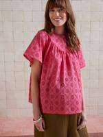 Zwangerschapsblouse met kantborduursel framboos Zwangerschapsblouse met kantborduursel framboos
