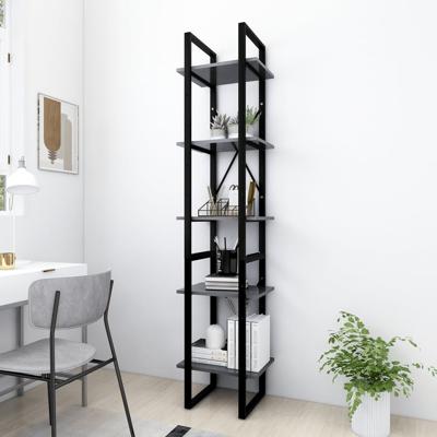 Boekenkast met 5 schappen 40x30x175 cm bewerkt hout grijs