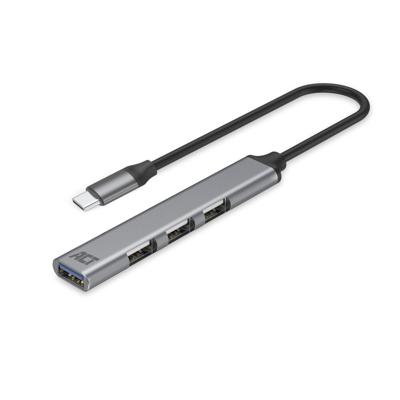 ACT AC6425 USB-C Hub | 3x USB-A 480Mbps | 1x USB-A 5Gbps | Aluminium | Kabellengte 18 cm