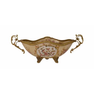 A BRASS MOUNTED PORCELAIN BOWL