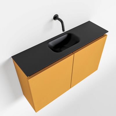 Toiletmeubel Mondiaz Ture | 80 cm | Meubelkleur Ocher | Eden wastafel Urban Midden | Zonder kraangat