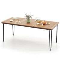 Eettafel voor 8 Personen Rechthoekige Tafel van Acaciahout Terrastafel met Parasolgat voor Achtertuin Gazon 200 x 90 x 75 cm