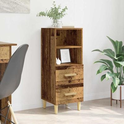 Dressoir met lade Oud hout 34 x 34.5 x 90 cm Bewerkt hout