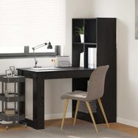 Bureau met plank Zwart eiken 122 x 67 x 145 cm Bewerkt hout