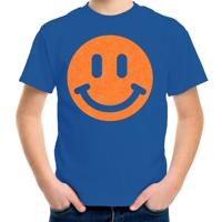 Verkleed T-shirt voor jongens - smiley - blauw - carnaval - feestkleding voor kinderen