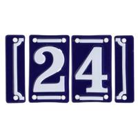 Best for Boots huisnummer 24 - met sierrand - Oudhollands - emaille - blauw/wit Best for Boots huisnummer 24 - met sierrand - Oudhollands - emaille - blauw/wit