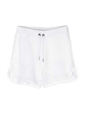 Brunello Cucinelli Kids short en maille à lien de resserrage - Blanc