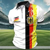 Voetbal Duitsland Sportkleding Casual Voor heren Polo met rits Korte mouw Straat Dagelijks Feestdagen Lente zomer 3D Afdrukken Strijkijzer Wit Micro-elastisch Polyester Lightinthebox