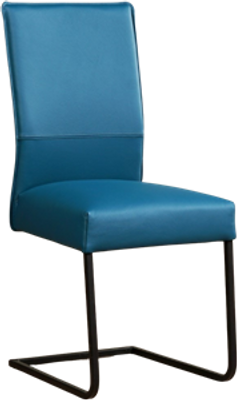 Blauwe leren industriële eetkamerstoel Remix - poot vierkant zwart - Hermes Leer Turquoise (blauw leer)