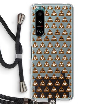 Poop emoji: Sony Xperia 5 III Transparant Hoesje met koord