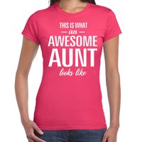 Awesome aunt / tante cadeau t-shirt roze dames