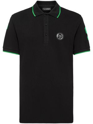 Plein Sport polo à patch logo SS - Noir