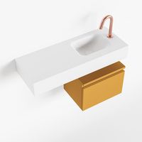 Toiletmeubel Mondiaz Andor | 80 cm | Meubelkleur Ocher | Lex vrijhangend wastafel Talc Rechts | 1 kraangat