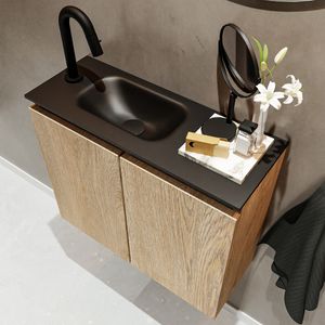 Mondiaz Ture 60cm toiletmeubel washed oak met wastafel urban links 1 kraangat