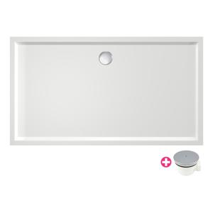 Douchebak Xenz Mariana | 130x90x4 cm | Incl.Afvoersifon-Chroom | Acryl | Rechthoekig | Wit glans