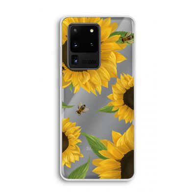 Sunflower and bees: Samsung Galaxy S20 Ultra Transparant Hoesje