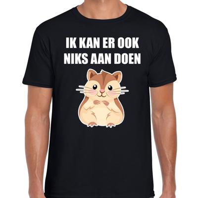 Ik kan er ook niks aan doen hamsteren t-shirt zwart voor heren Ik kan er ook niks aan doen hamsteren t-shirt zwart voor heren