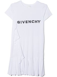 Givenchy Kids robe volantée à logo imprimé - Blanc