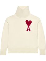 AMI Paris pull en laine à logo intarsia - Blanc - thumbnail