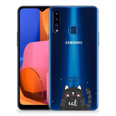 Samsung Galaxy A20s Telefoonhoesje met Naam Cat Good Day Samsung Galaxy A20s Telefoonhoesje met Naam Cat Good Day