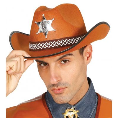 Amerikaanse sheriff cowboy hoed - bruin - voor volwassenen - one size