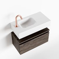 Toiletmeubel Mondiaz Andor | 60 cm | Meubelkleur Dark brown | Lex vrijhangend wastafel Talc Links | 1 kraangat